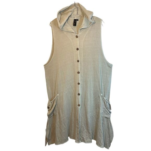 Focus Casual Life Vest Womens Large taupe tunic relaxed lagonlook Hooded boho - Picture 1 of 13